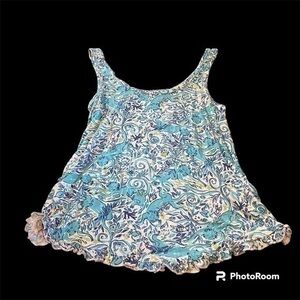 Lilly Pulitzer monkey tropical coastal tank top with ruffle accent